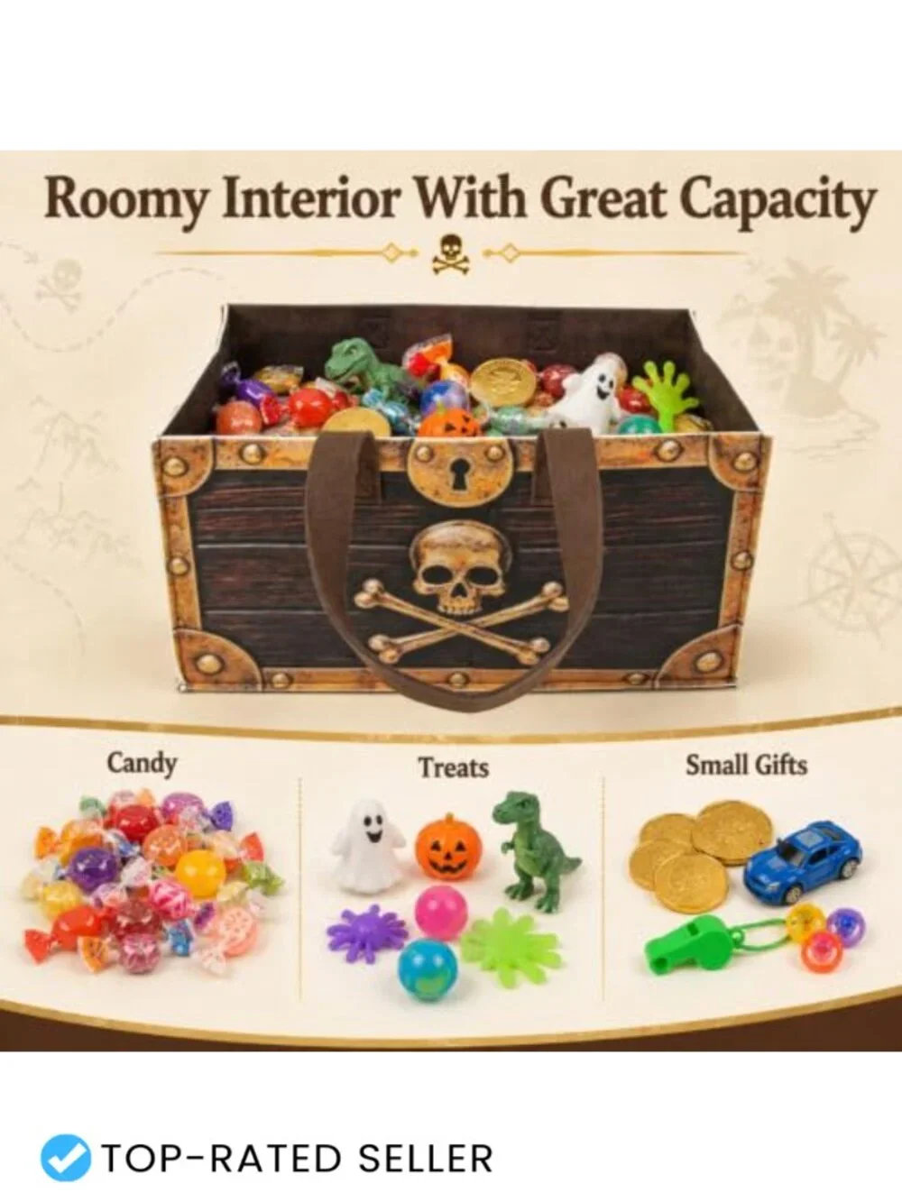 Halloween Trick or Treat Pirate Candy Bag Tote - Felt Treasure Chest